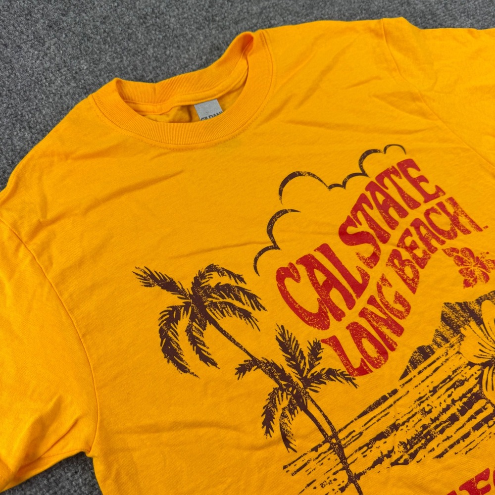 Gildan Cal State Long Beach S Gold Tropical Palm Tree Graphic Tee Mens